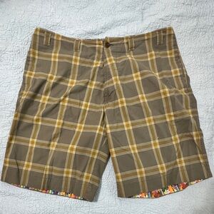 Robert Graham Tan and Yellow Plaid Men's Shorts